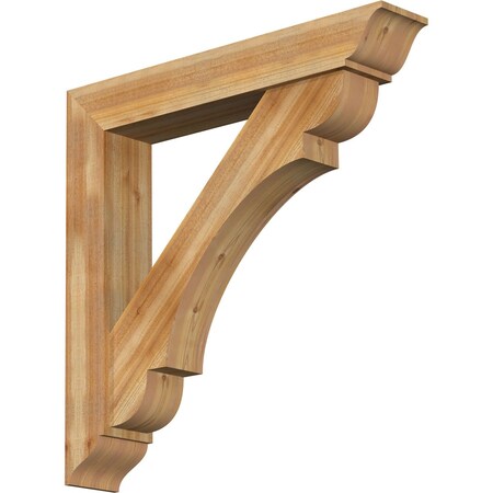 Ekena Millwork Olympic Traditional Rough Sawn Bracket w/ Offset Brace, Western Red Cedar, 8"W x 46"D x 46"H BKT0806X46X46OLY01RWR